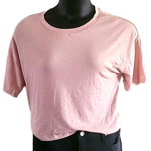 Poof New York Short Sleeve Shirt Rear Cutout Tie - Size Large, Soft Pink (NWOT) - Picture 2 of 6